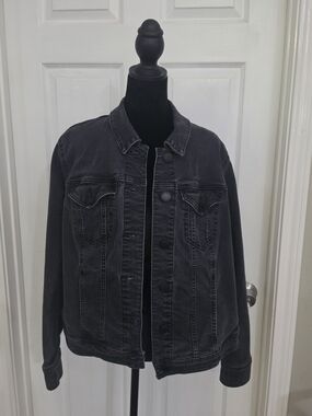 Lane Bryant Charcoal Black Washed Denim Jacket